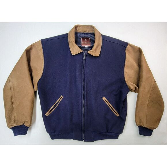 Patrick James Other - Patrick James Alumni Jacket Mens L‎ Wool Leather Sleeves USA Made Casual Preppy